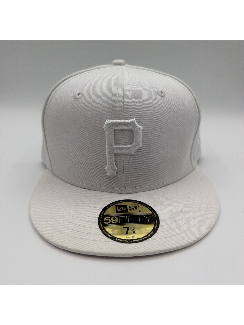 Men's New Era Pittsburgh Pirates White on White 59FIFTY 7 3/8 Hat Cap